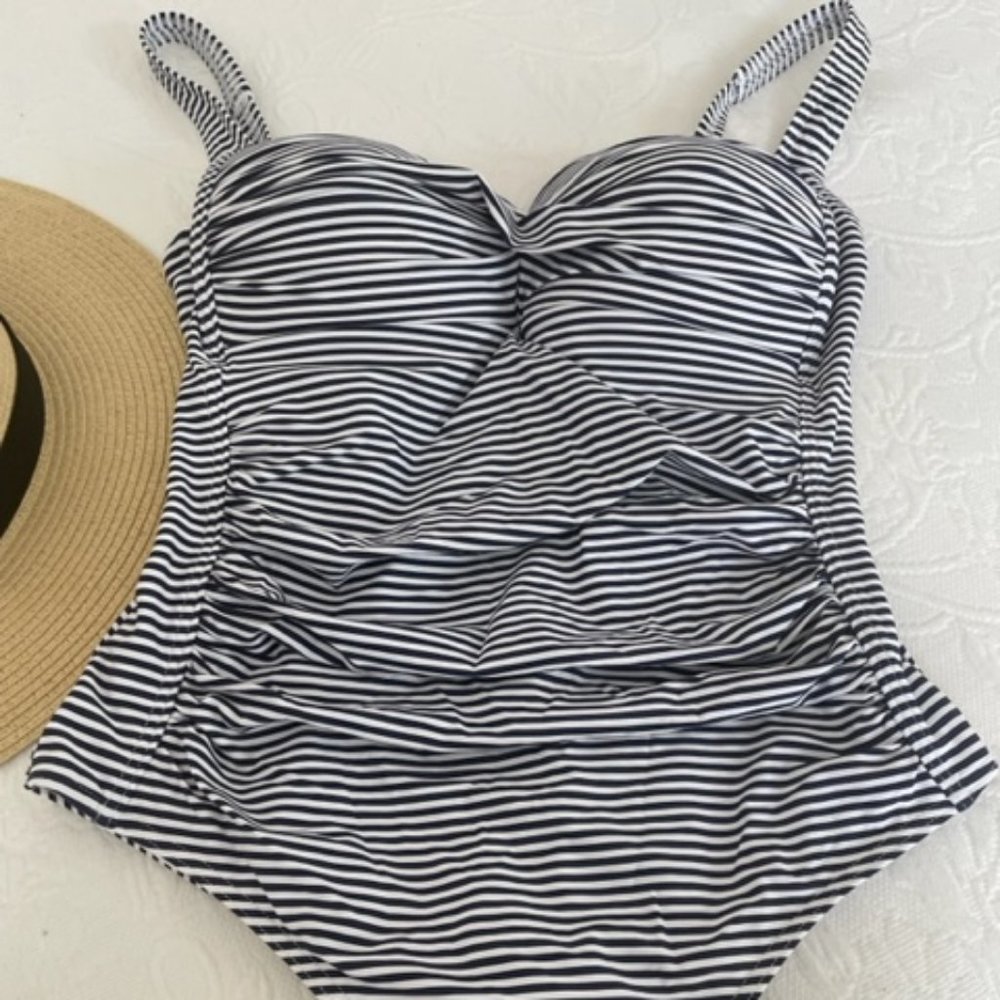 Super Flattering NIPTUCK Navy&White Striped Swimsuit One Piece s10